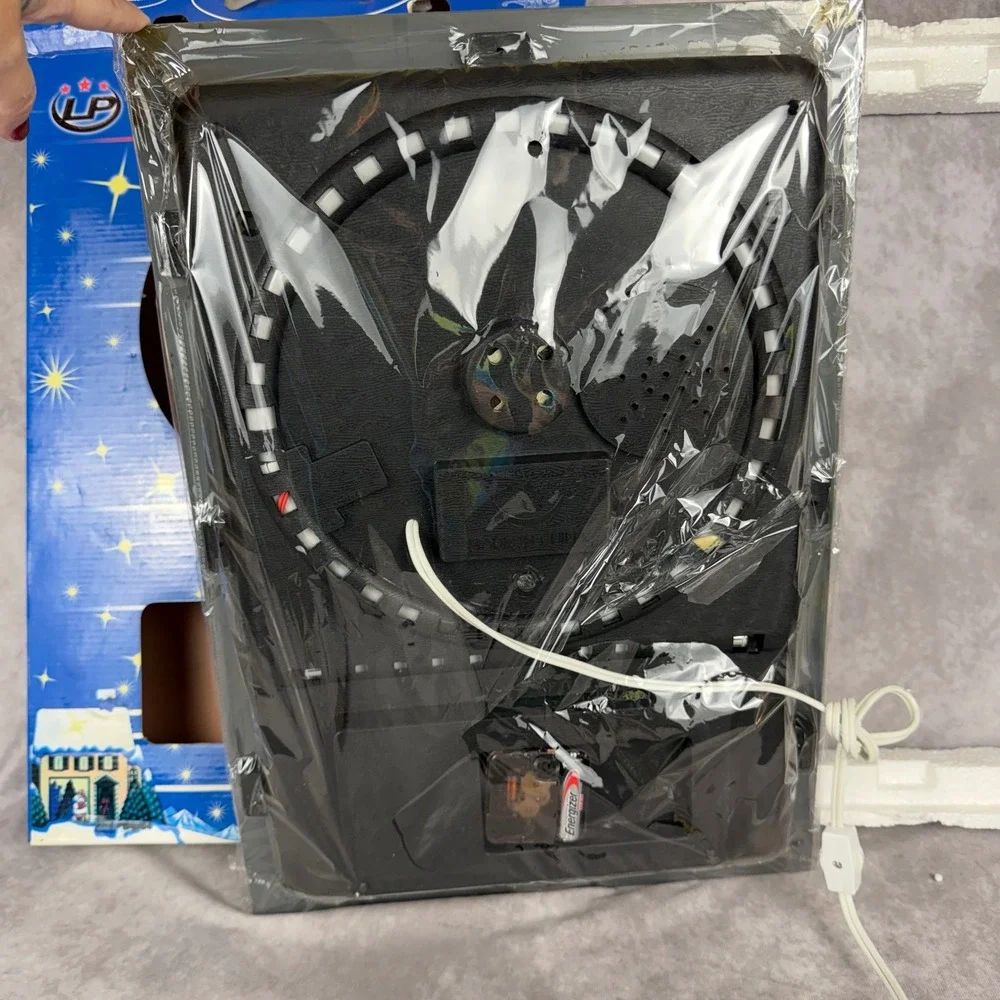 Vtg Cosmic Light Imagery Wall Clock American Eagle Flag Animated Waterfall NIB